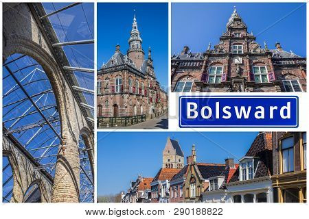 Collage Of Interesting Sights In The Frisian City Of Bolsward, Netherlands