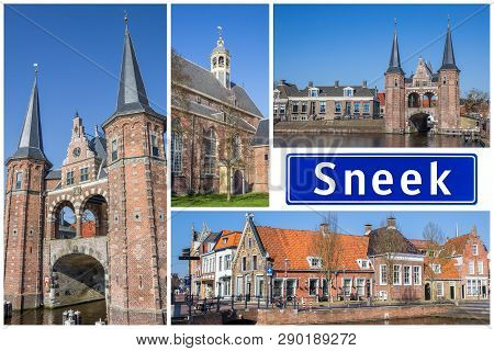 Collage Of Interesting Sights In The Frisian City Of Sneek, Netherlands