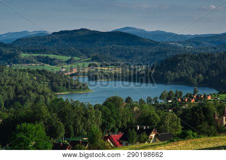 View At Solina Lake From Polanczyk, Bath Resort At Bieszczady Mountain