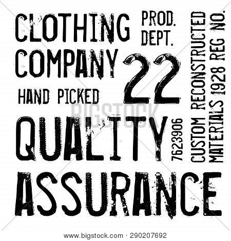 Denim Label Typographic Elements Isolated On White Background.