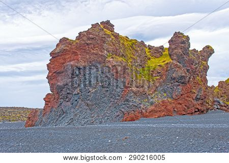 Massive Lava Remnant On Djupalonssandur Beach In Iceland