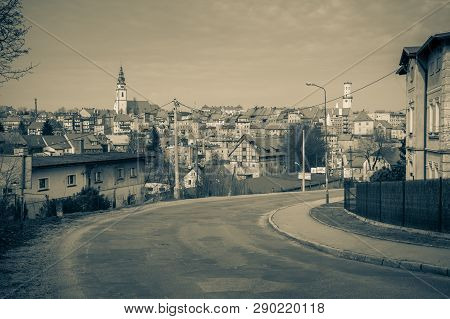 Panorama Of Bystrzyca Klodzka, View Of The Old Buildings Of The City.