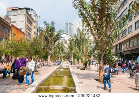 Bogota,  Colombia March 6  Periodista Square In The Historic Center Of Bogota. From This Site Start 