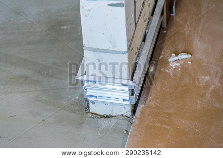 Installation Of Hidden Skirting Board At The Initial Stage Of Finishing Works. Home Repair.