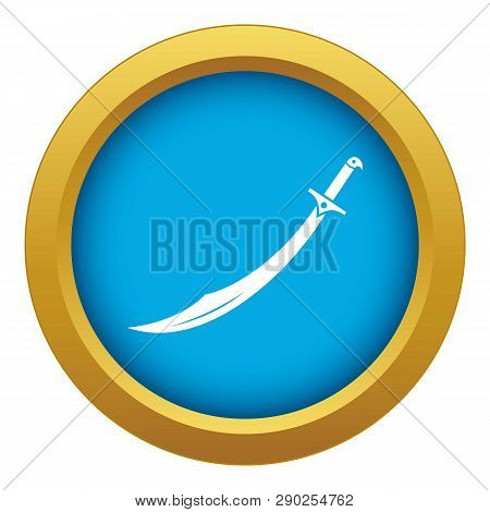 Scimitar Sword Icon Blue Vector Isolated On White Background For Any Design
