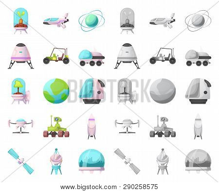 Vector Illustration Of Mars And Space Icon. Set Of Mars And Planet Vector Icon For Stock.