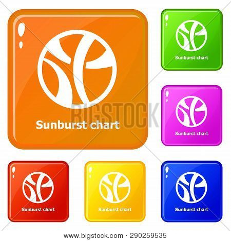Sunburst Chart Icons Set Collection Vector 6 Color Isolated On White Background