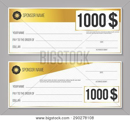 Creative Vector Illustration Of Payment Event Winning Check Isolated On Background. Art Design Empty