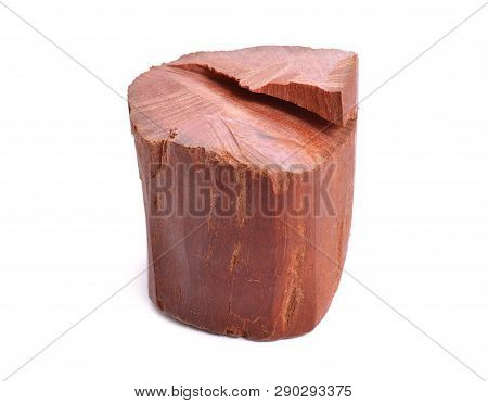 Chandan Or Red Sandalwood Piece Isolated On White Baclground