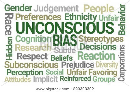 Unconscious Bias Word Cloud on Blue Background