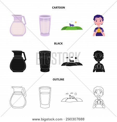 Vector Design Of Creamy And Product Symbol. Set Of Creamy And Farm Stock Vector Illustration.