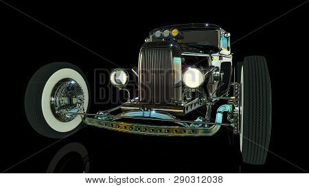 Hot Rod Sports Car. 3d Render Illustration