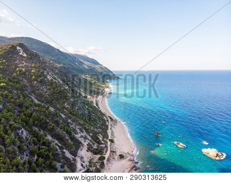 Kathisma Beach, Lefkada Island, Greece. Kathisma Beach Is One Of The Best Beaches In Lefkada Island 