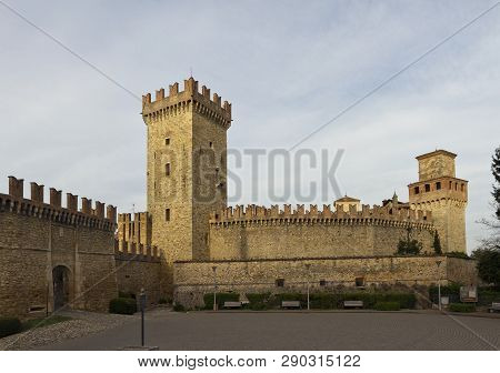 The Castle Of Vigoleno Is Surrounding By Powerful Embattled Walls
