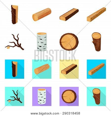 Vector Design Of Tree   And Raw  Sign. Collection Of Tree   And Construction Vector Icon For Stock.