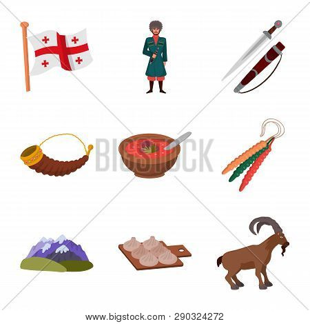 Vector Illustration Of Caucasus And Traditions Symbol. Collection Of Caucasus And Attributes Vector 