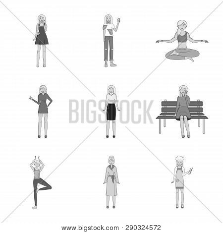 Vector Design Of Emotions And Female Icon. Collection Of Emotions And Body Stock Symbol For Web.