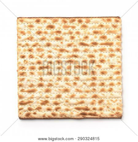 Top view of flatbread matzo isolated on white