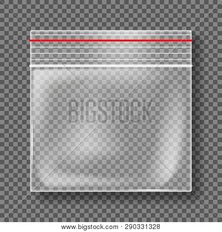 Realistic Plastic Transparent Bag Isolated On Transparent Background