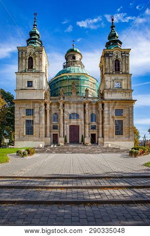 Klimontow, Poland - October 9, 2015: Collegiate Church Of Saint Joseph In Klimontow Village In Swiet