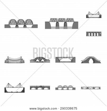 Isolated Object Of Design And Construct Icon. Set Of Design And Bridge Vector Icon For Stock.