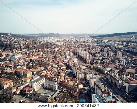 Aerial Shot Of Targu Mures Old City At Daylight