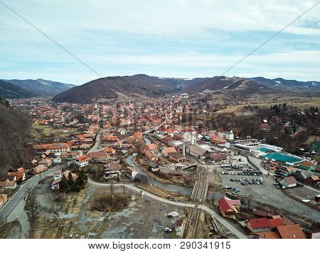 Aerial Shot Of Famous Praid Salt City At Daylight