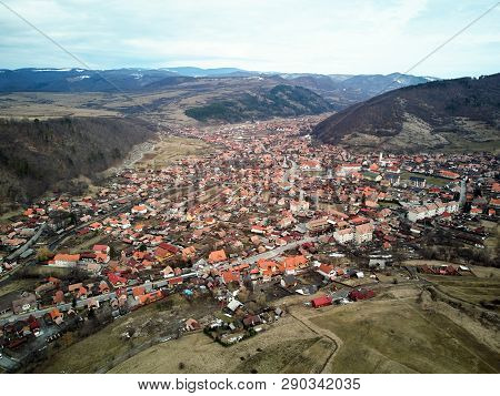 Aerial Shot Of Famous Praid Salt City At Daylight