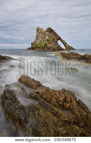 Bow-fidle Rock Landscape On The Coast Of Scotland On A Cloudy Afternoon
