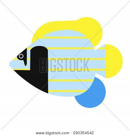 Blue Tropical Fish Flat Illustration Marine Creatures And Underwater World Series