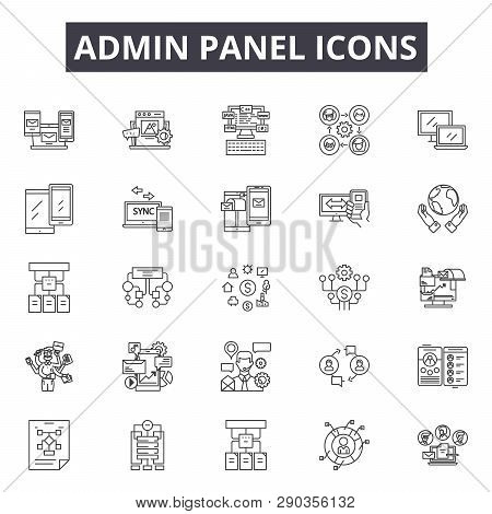 Admin Panel Line Icons. Editable Stroke Signs. Concept Icons: Dashboard, Technology, Network, Websit