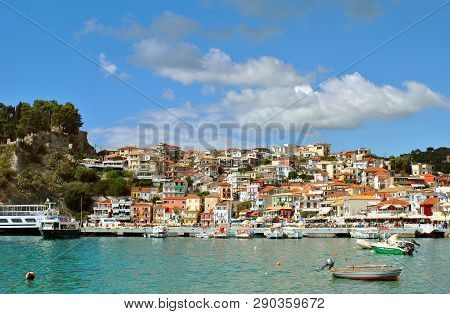 Paxos Harbour, Greece - October 01, 2017 : Paxos A Small Island South Of Corfu A Greek Island In The