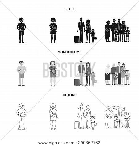 Vector Illustration Of Character And Avatar  Icon. Set Of Character And Portrait Vector Icon For Sto