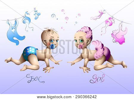 Vector Illustration On The Theme Of Boy Or Girl
