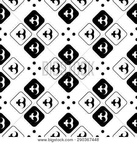 Seamless African Adinkra Pattern - Black And White Digital Art Ritual Symbols And Screen Printing Na