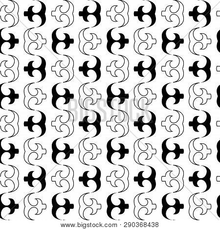 Seamless African Adinkra Pattern - Black And White Digital Art Ritual Symbols And Screen Printing Na