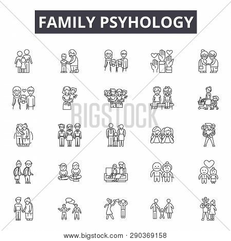 Family Psyhology Line Icons For Web And Mobile Design. Editable Stroke Signs. Family Psyhology  Outl
