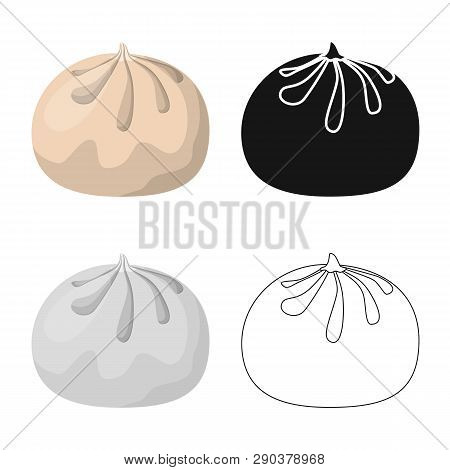 Isolated Object Of Baozi And Khinkali  Symbol. Set Of Baozi And Breakfast  Vector Icon For Stock.