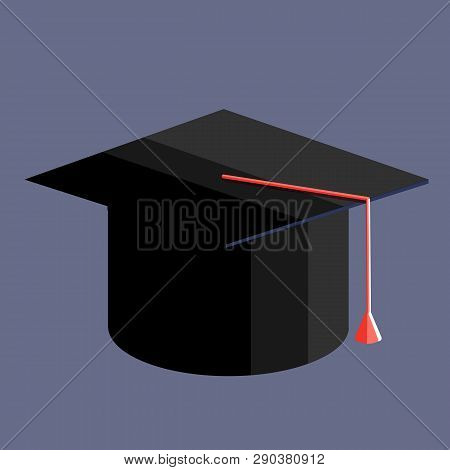 Graduation Cap Icon In Modern Flat Design