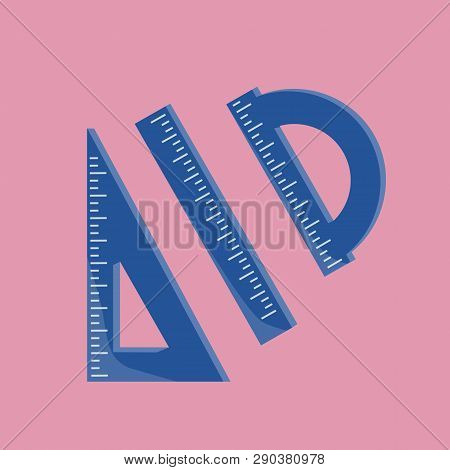 Set Of Rulers. Flat Style Vector Icon.