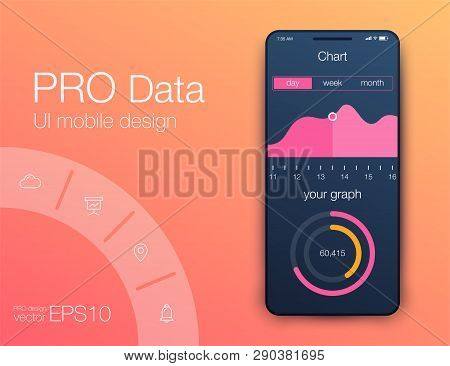 Mobile Phone Application For Analytics. Stock Vector