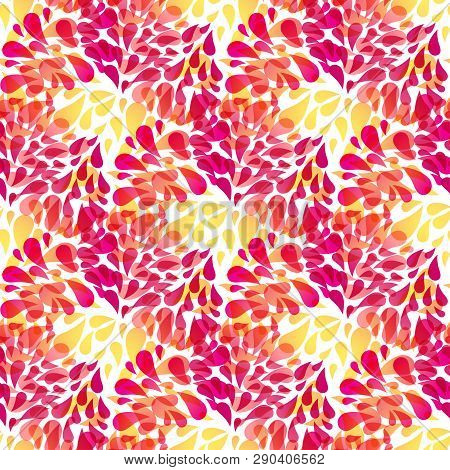 Bright Floral Seamless Pattern With Red And Yellow Flowers. Firewok Flowers Background For Print Des