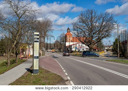 Kwakowo, Pomorskie / Poland - March, 19, 2019: Old Closed Speed Camera In Built-up Area. Velocity Me