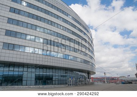 Minsk, Belarus - March, 19, 2019: Part Of Minsk Arena Stadium In Minsk, Head Hockey Stadium In Belar