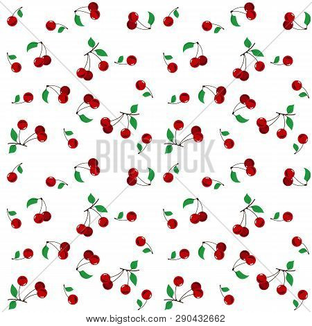 Seamless Pattern With Leaves Made Of Cherries