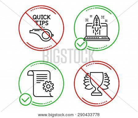 Do Or Stop. Start Business, Technical Documentation And Tutorials Icons Simple Set. Winner Sign. Lau