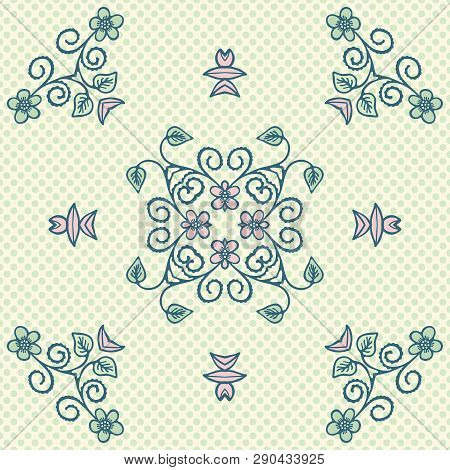 Spring Flower Daisy Wheel Seamless Vector Pattern. Hand Drawn Allover Floral Texture