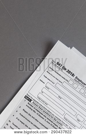 U.s. Tax Form 941. Employer's Quarterly Federal Tax Return