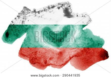 Bulgaria Flag  Is Depicted In Liquid Watercolor Style Isolated On White Background