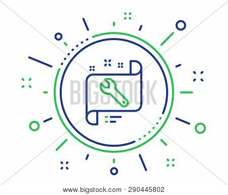 Spanner Tool Line Icon. Repair Service Blueprint Sign. Fix Instruments Symbol. Quality Design Elemen